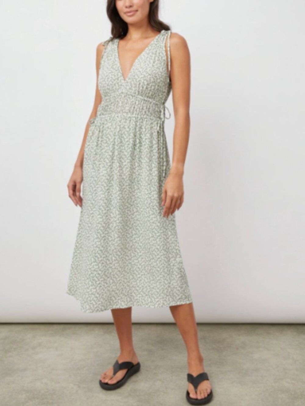 Rails Constantine Midi Dress In Green Garden Tie Details Size Small